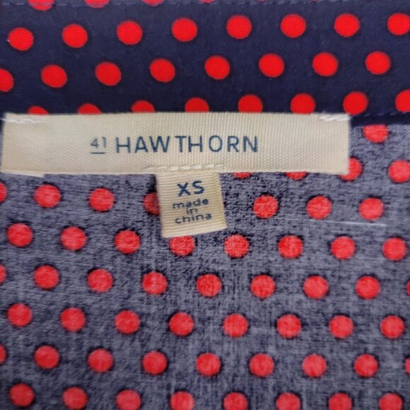 41 Hawthorn Blue and Red Polka Dot Dress, Size XS - Picture 4 of 7